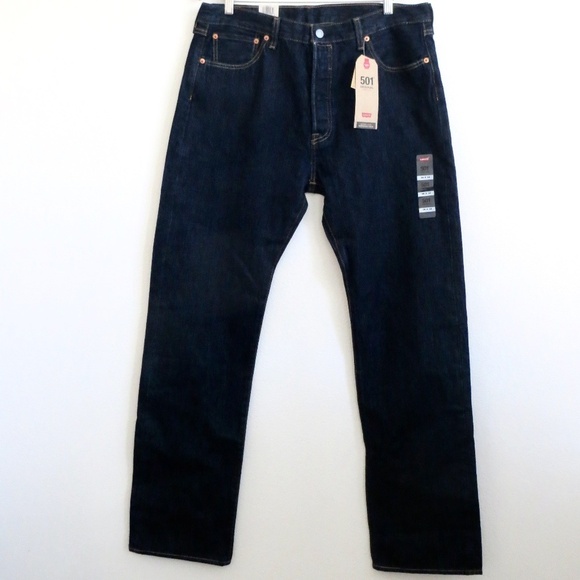 NEW! Men's Levi's 501 Original Straight Leg Button Fly Jeans Dark Wash SZ 36x34 - Picture 7 of 13